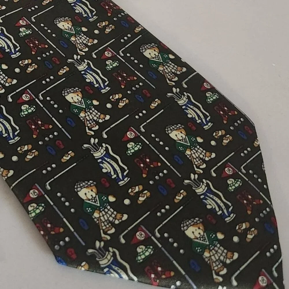 Rene Chagall Hand Made‎ Golf Pattern Silk Necktie Mens Accessory